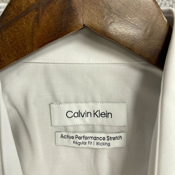 NWOT Calvin Klein Men's M White Long Sleeve Button Dress Dress Shirt - Picture 4 of 7